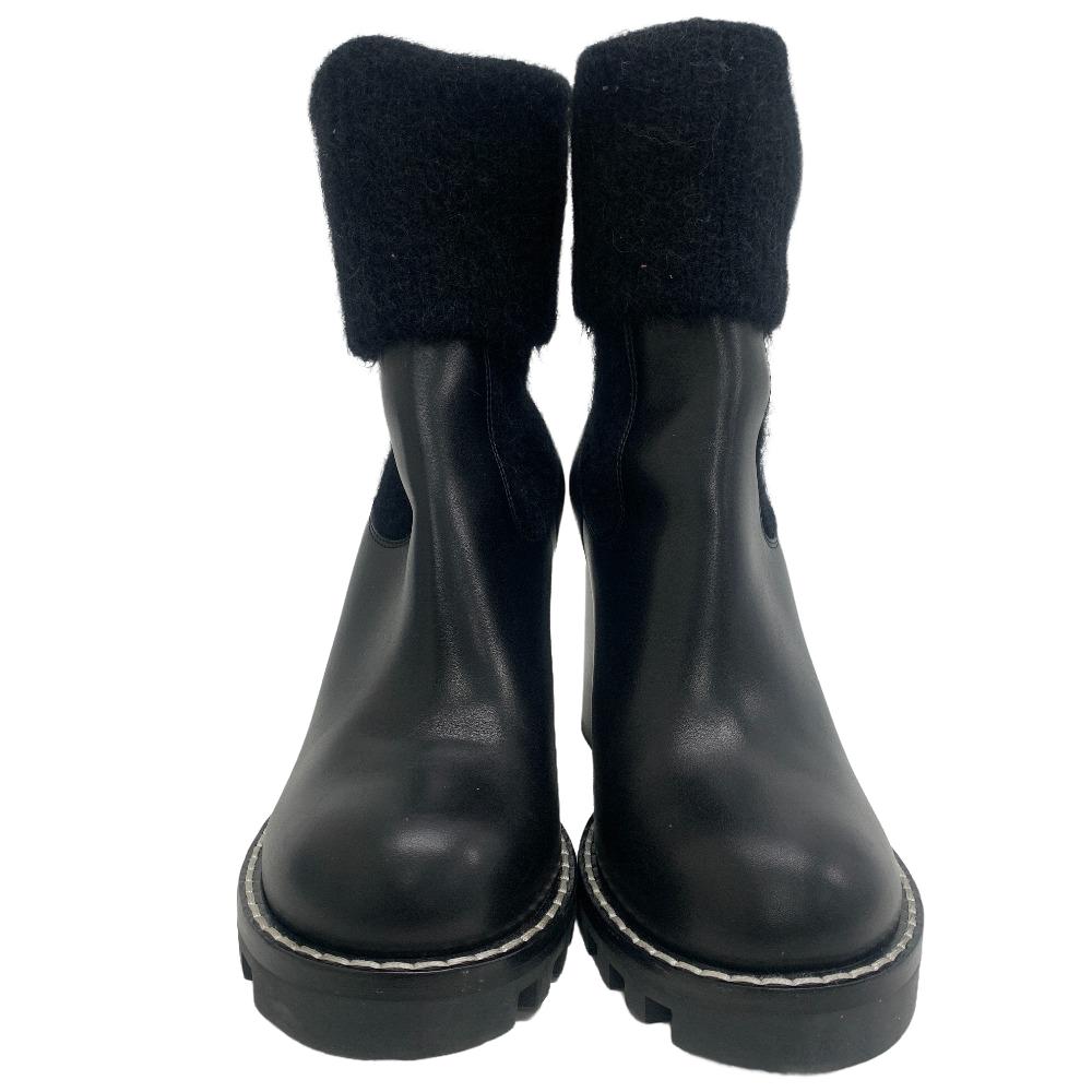 LOUIS VUITTON boots leather black 22 years LV Bobour line Women 40