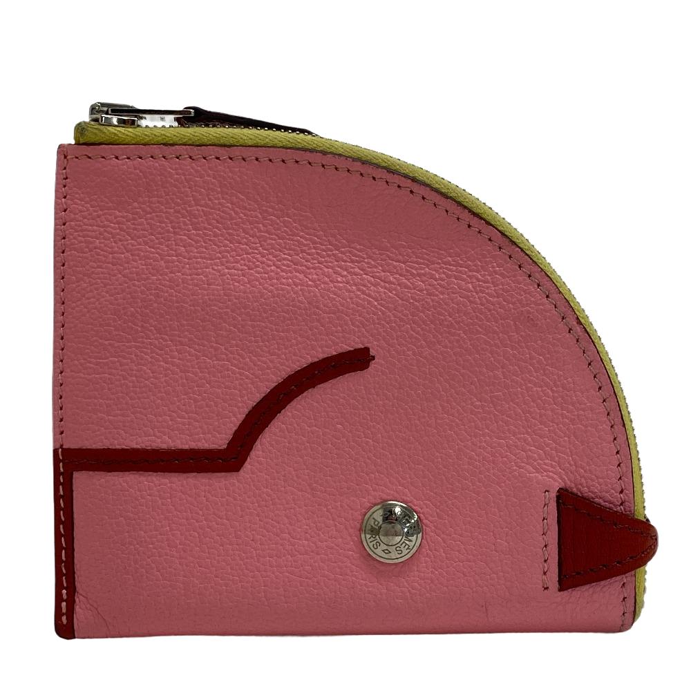 HERMES Coin case leather pink Paddock Chevrumizor