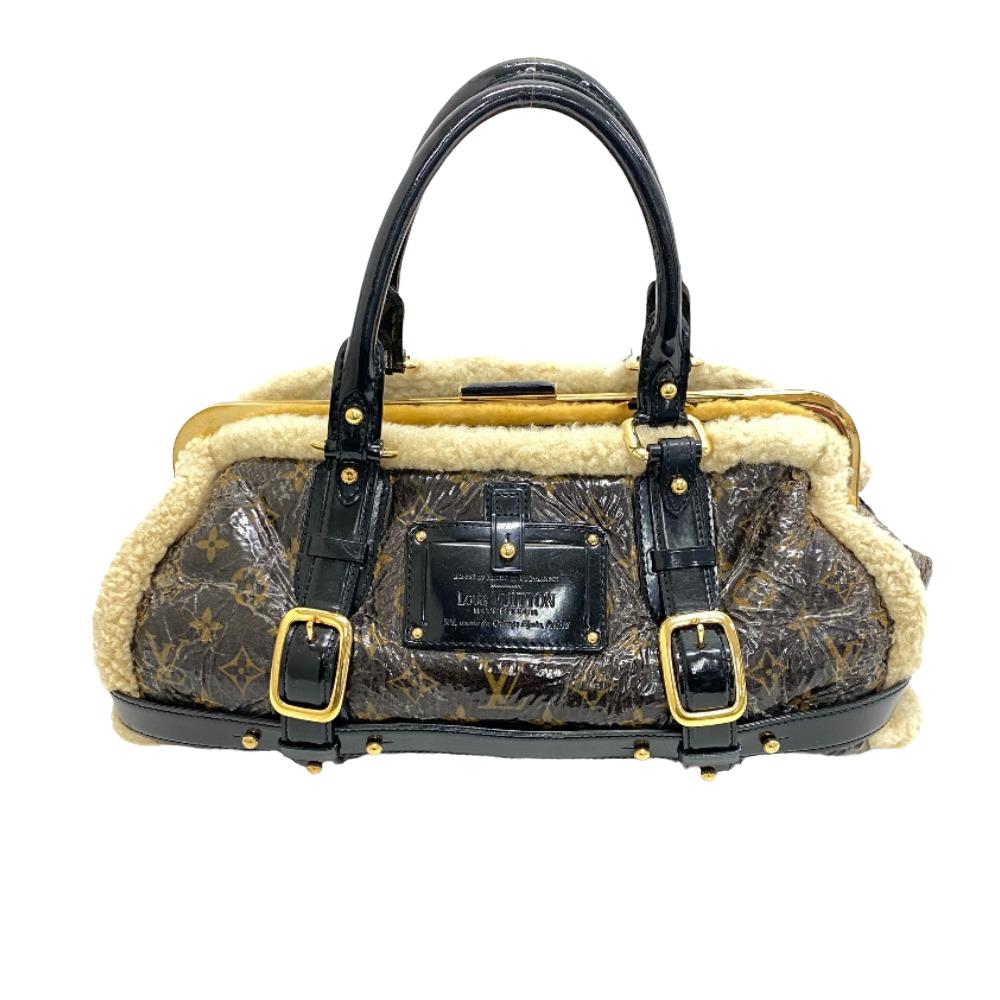 LOUIS VUITTON Mini Boston Duffel bag M95574 Patent Leather, Sheepskin Brown Handbag monogram shearling storm Women