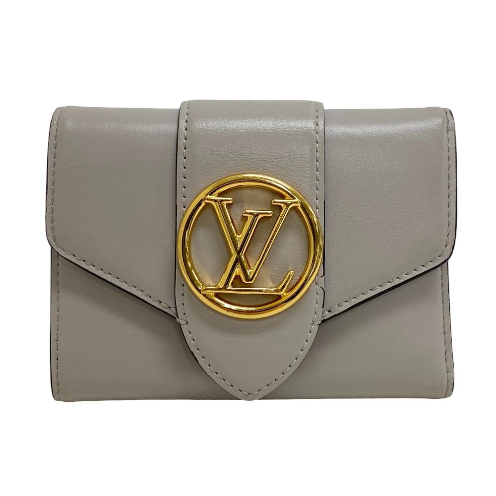LOUIS VUITTON Tri-fold wallet M80475 leather gray Portefeuille Ponneuf Women