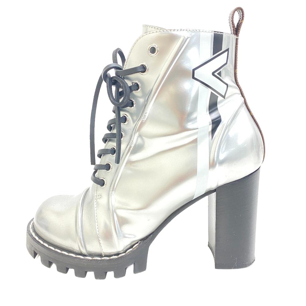 LOUIS VUITTON boots MA0177 PVC, Patent leather Silver short boots 17 years Monogram Star trail line Women 38