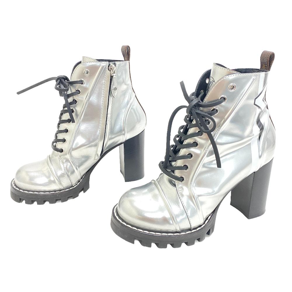 LOUIS VUITTON boots MA0177 PVC, Patent leather Silver short boots 17 years Monogram Star trail line Women 38
