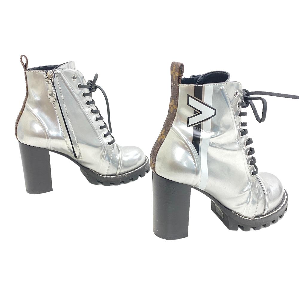 LOUIS VUITTON boots MA0177 PVC, Patent leather Silver short boots 17 years Monogram Star trail line Women 38