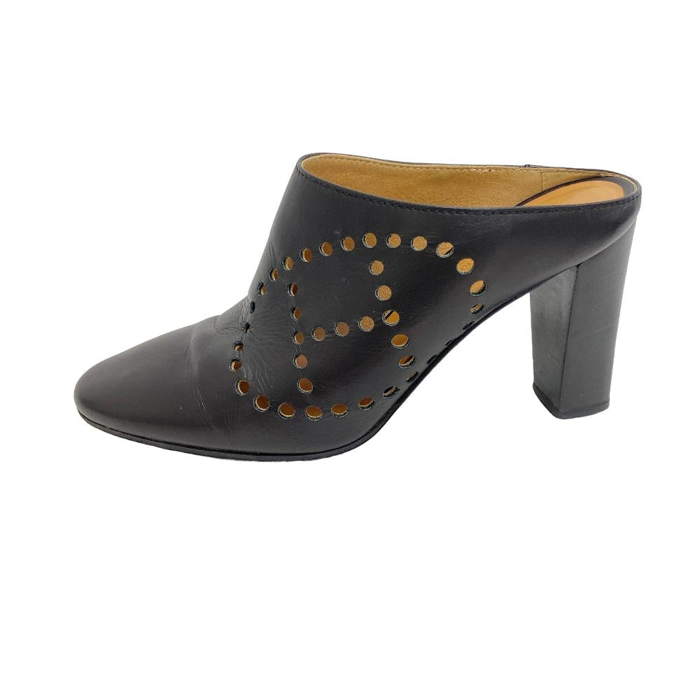 HERMES Mule leather black Evelyn sabot sandals Women 35