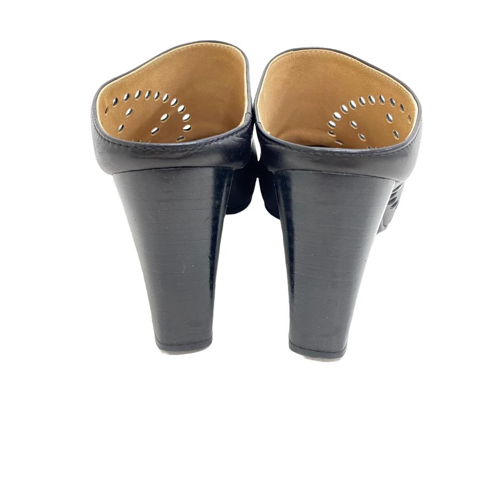 HERMES Mule leather black Evelyn sabot sandals Women 35