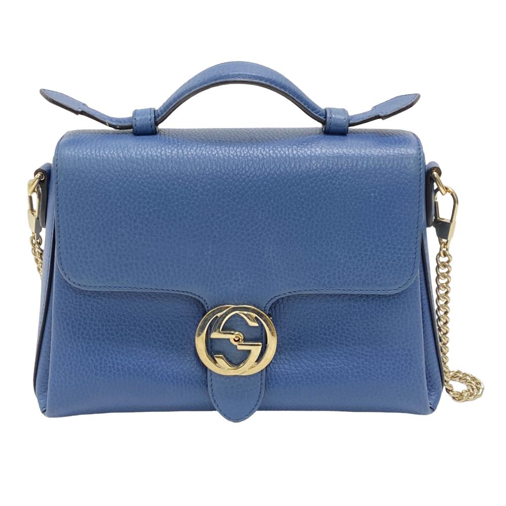 GUCCI Shoulder Bag 510302 leather blue 2WAY handbag Women