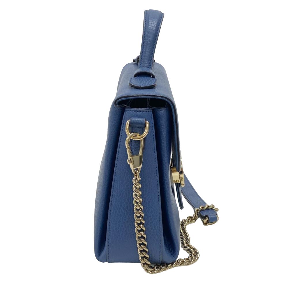 GUCCI Shoulder Bag 510302 leather blue 2WAY handbag Women