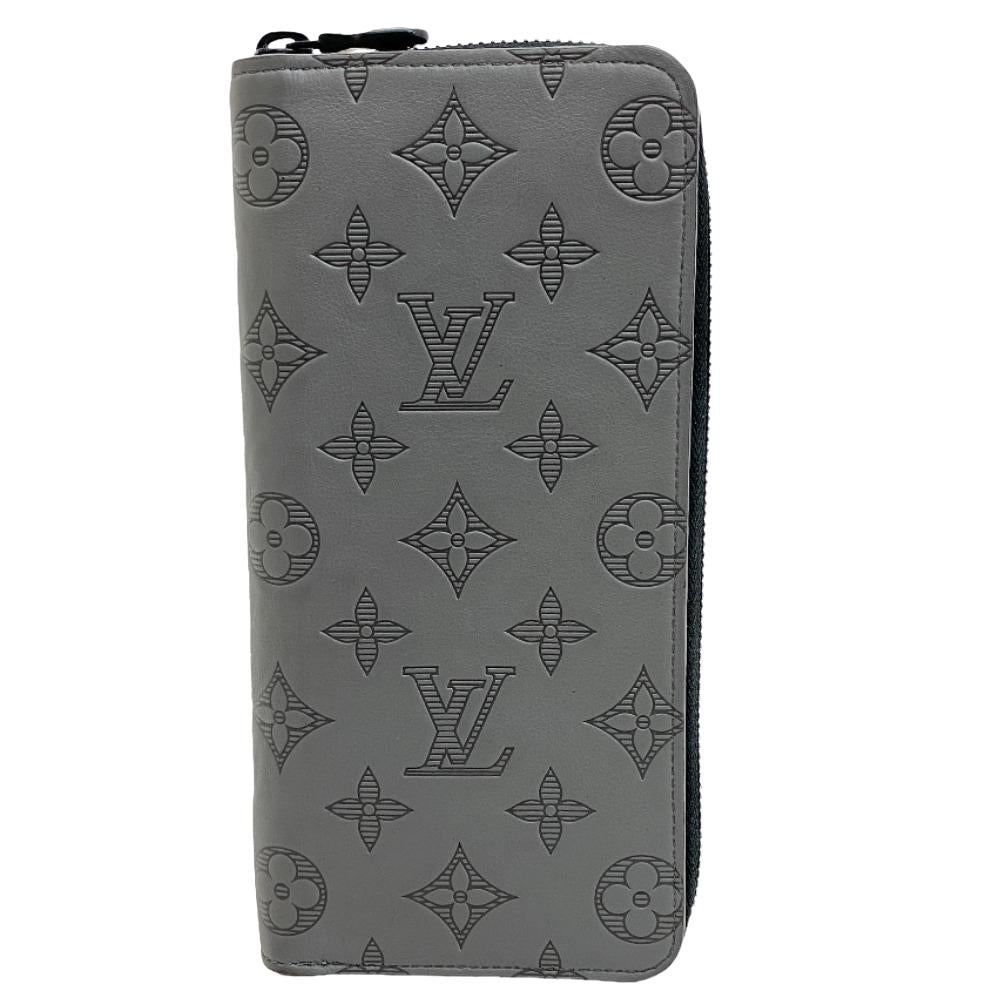 LOUIS VUITTON Long Wallet Purse M81384 leather gray Monogram shadow Vertical Zippy wallet mens