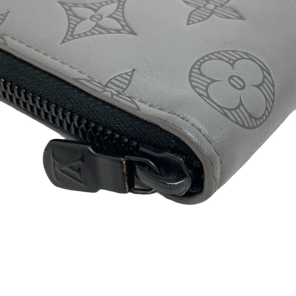 LOUIS VUITTON Long Wallet Purse M81384 leather gray Monogram shadow Vertical Zippy wallet mens