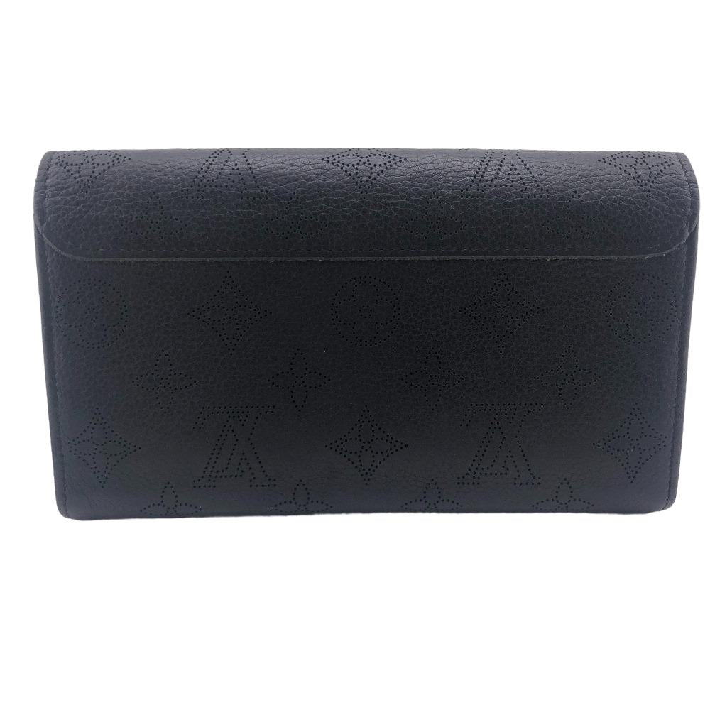 LOUIS VUITTON Long Wallet Purse M60143 leather black Mahina Portefeuille Iris Women