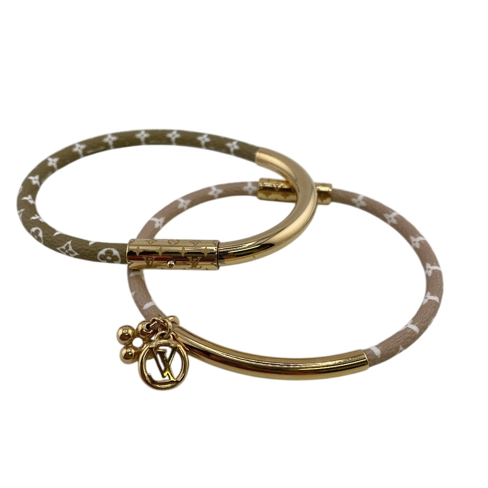 LOUIS VUITTON bracelet M8067 Gold Plated, Leather pink Monogram Bracelet Duogram