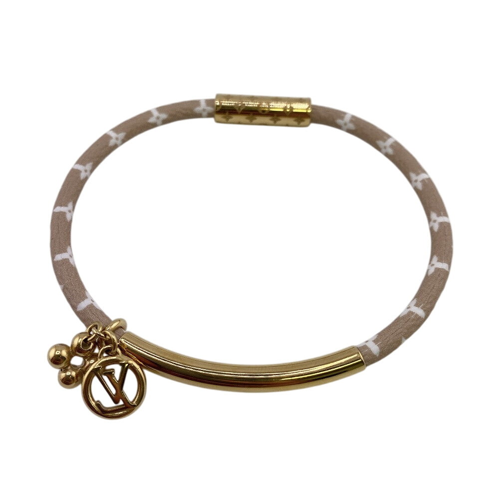 LOUIS VUITTON bracelet M8067 Gold Plated, Leather pink Monogram Bracelet Duogram