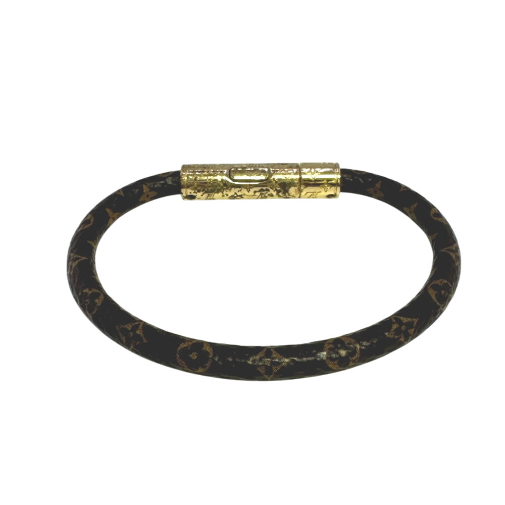 LOUIS VUITTON Bangle M6334E Gold Plated , PVC Brown Monogram LV Confidential Bracelet