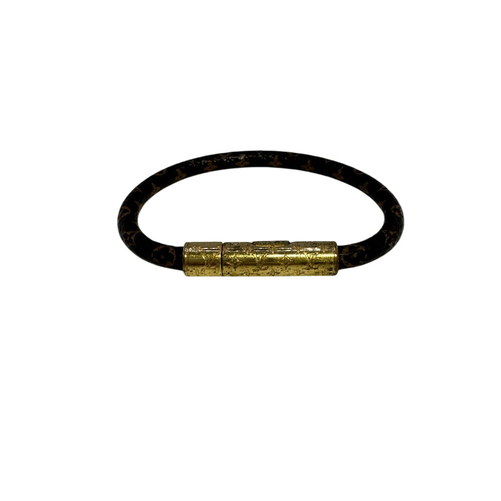 LOUIS VUITTON Bangle M6334E Gold Plated , PVC Brown Monogram LV Confidential Bracelet