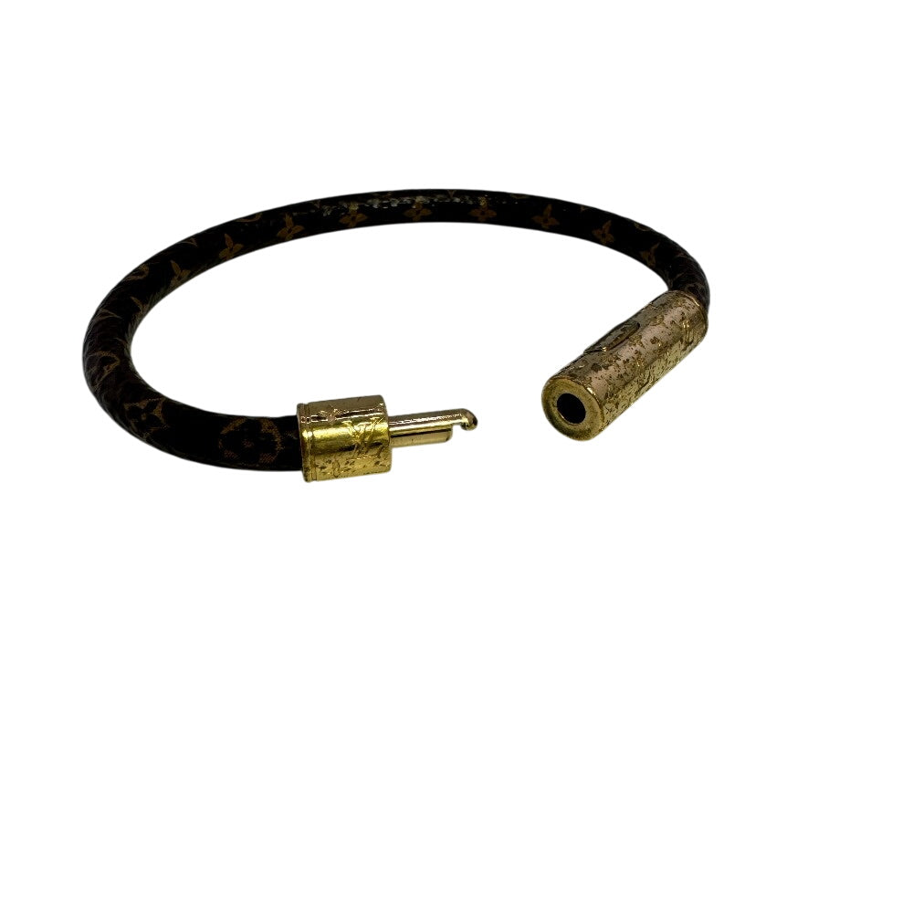 LOUIS VUITTON Bangle M6334E Gold Plated , PVC Brown Monogram LV Confidential Bracelet