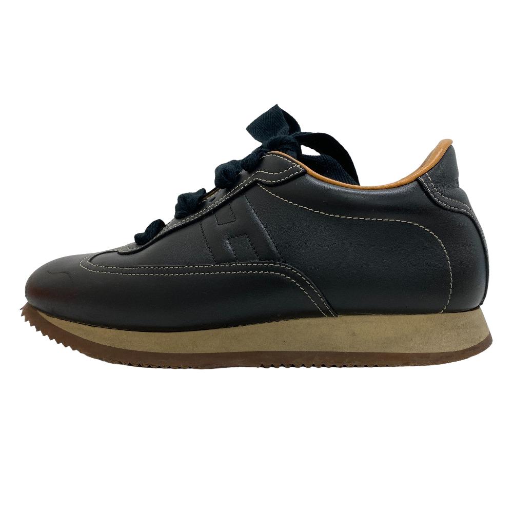 HERMES sneakers leather black 37 Lining quick Women 37