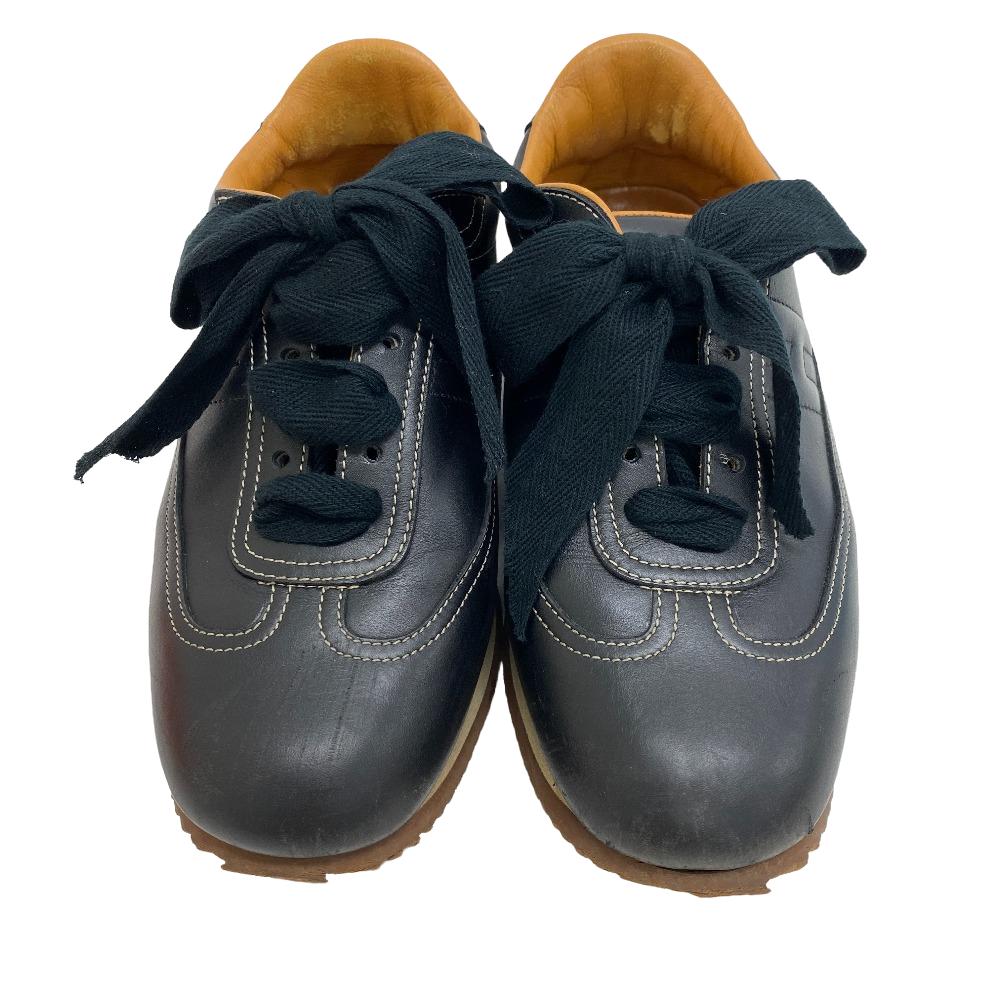 HERMES sneakers leather black 37 Lining quick Women 37