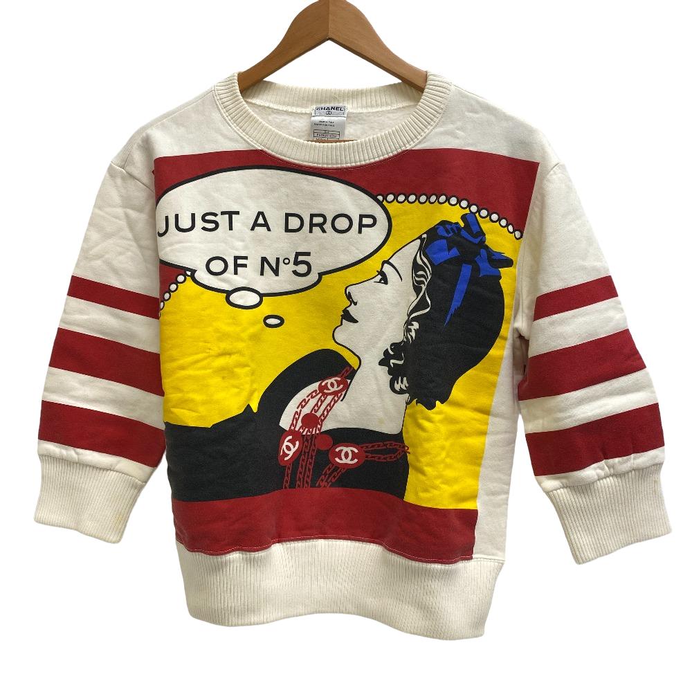 CHANEL sweat P18591V10783 Cotton, Acrylic Ivory 44 01A COCO Mark Mademoiselle Women