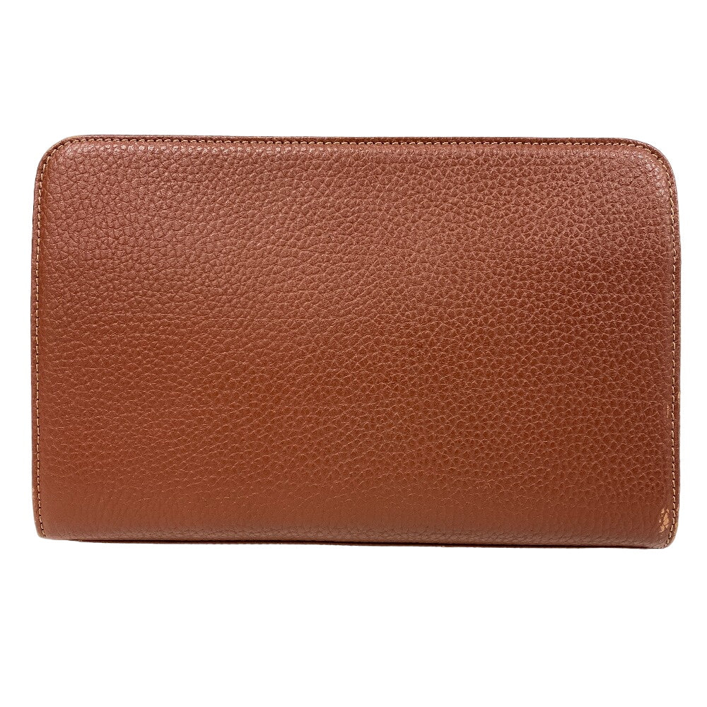 BURBERRY business bag leather Brown clutch bag embossed Carriage mens