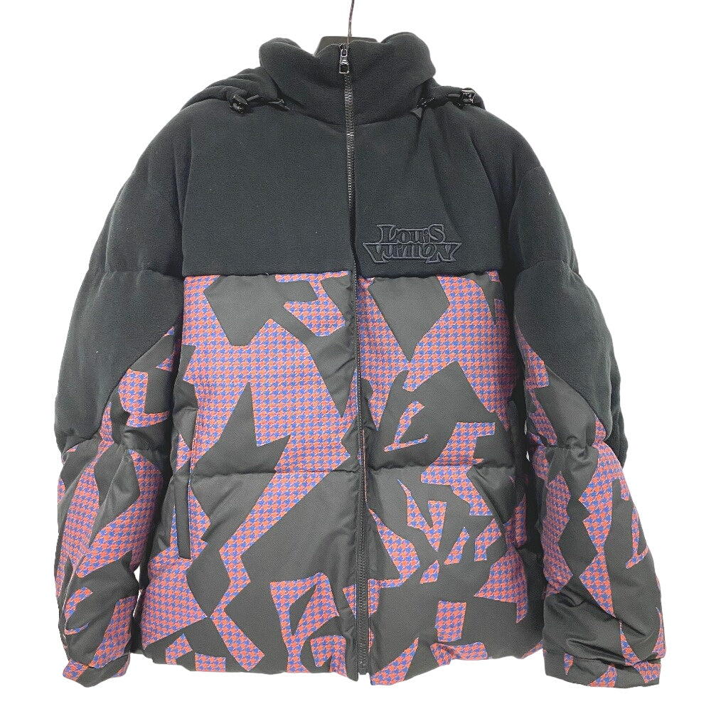 LOUIS VUITTON Down jacket 1AAUTR polyester black 23Stainless Steel Fleece Jacket Outerwear RM231M BIMATERIAL HOODED mens 48