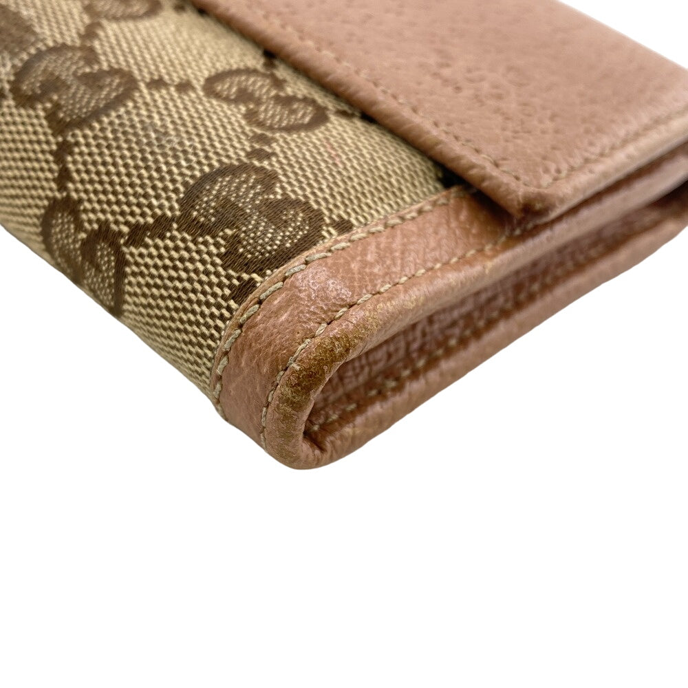 GUCCI Long Wallet Purse 323396 Canvas, Leather beige GG canvas Zippered Coin Pocket Long Wallet Women