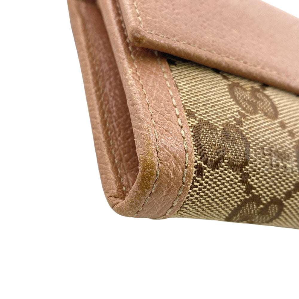 GUCCI Long Wallet Purse 323396 Canvas, Leather beige GG canvas Zippered Coin Pocket Long Wallet Women