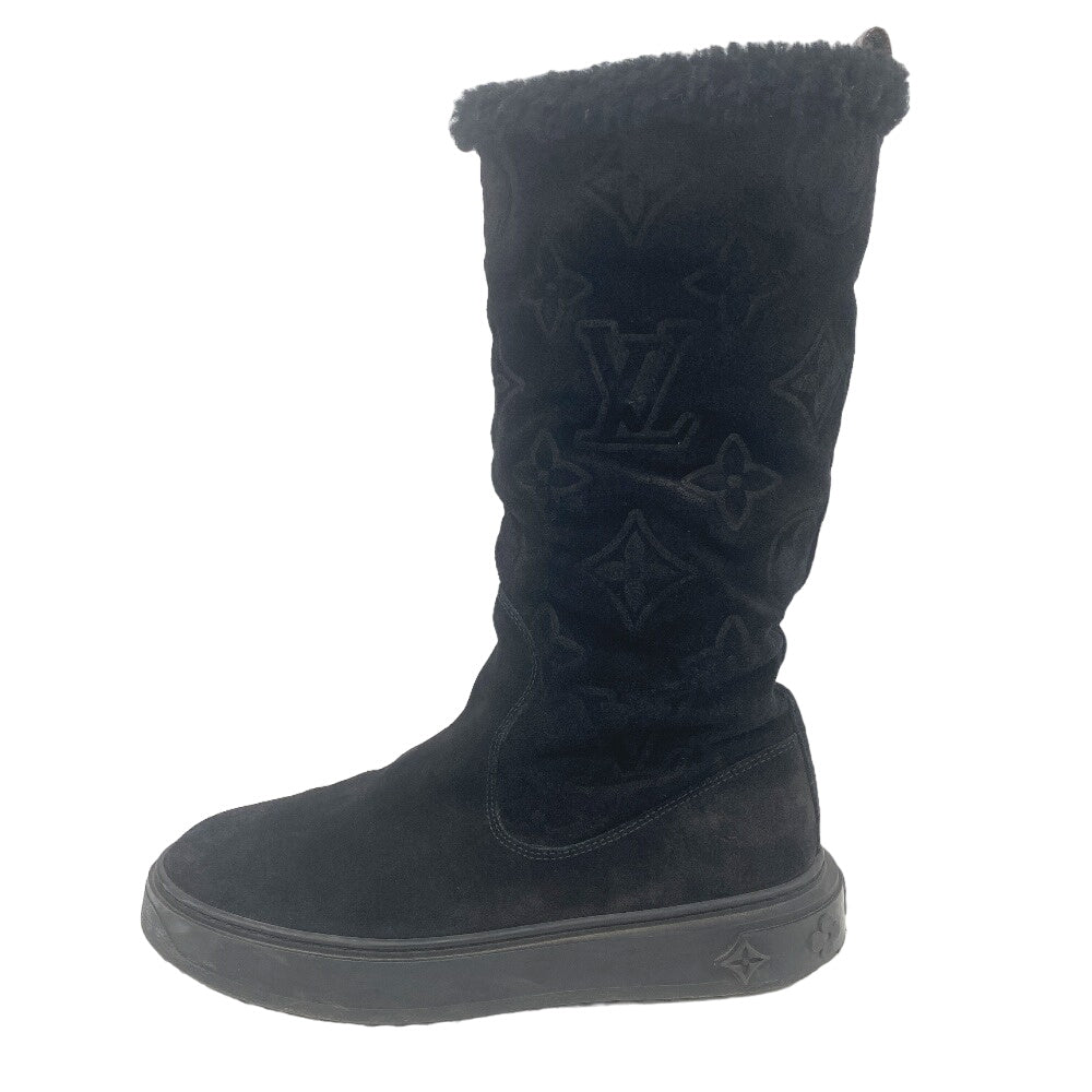 LOUIS VUITTON boots Suede, Mouton black Breezy line 36 1/2