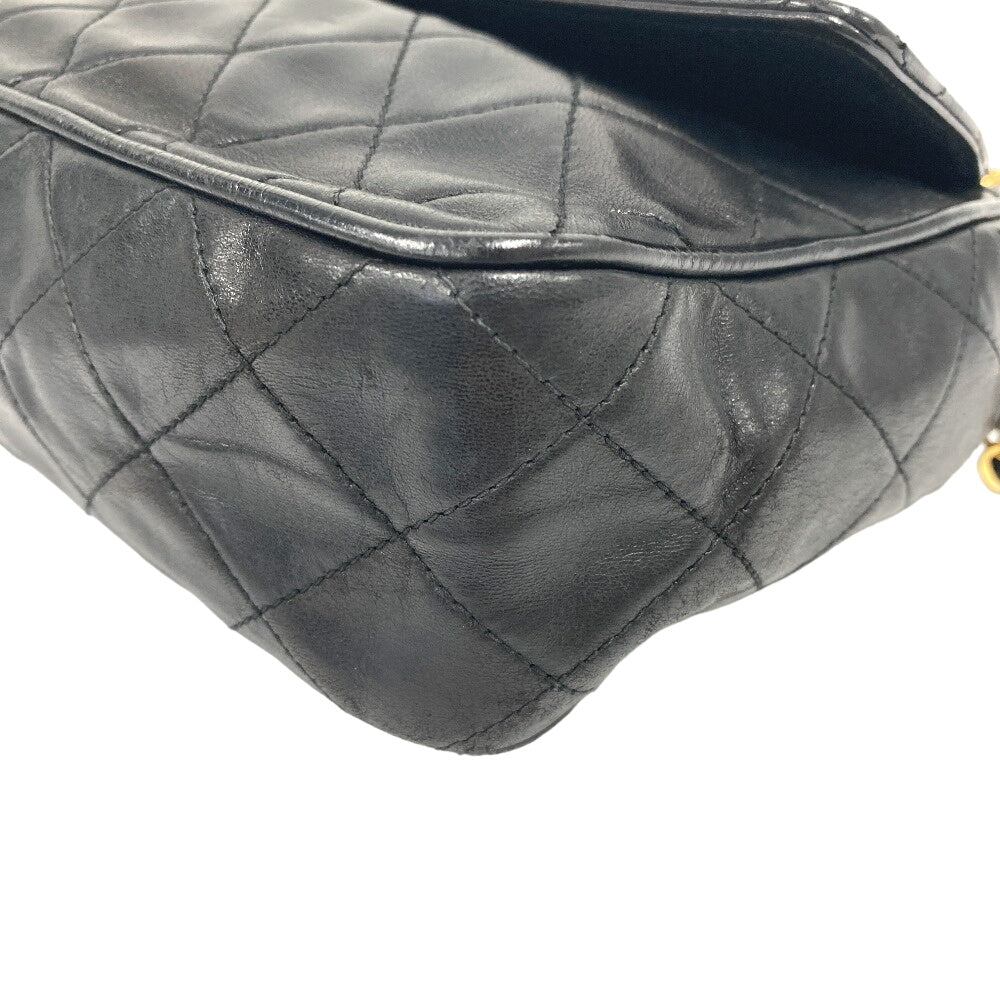 CHANEL Shoulder Bag lambskin black Turn lock COCO Mark Fringe Matrasse Women
