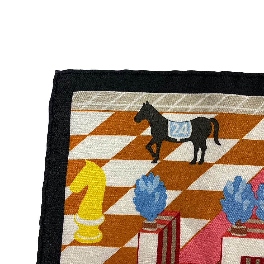 HERMES scarf silk multicolor Carre45 Gavroche Horse Club Detail Women