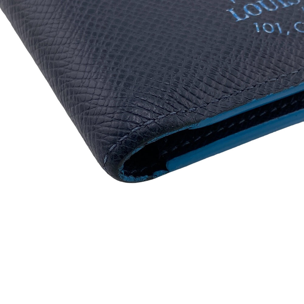LOUIS VUITTON Bill Compartment M30381 leather Navy Taiga Portefeuille Multripru mens