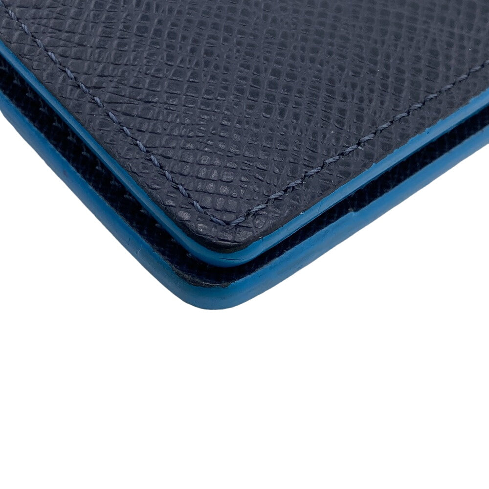 LOUIS VUITTON Bill Compartment M30381 leather Navy Taiga Portefeuille Multripru mens