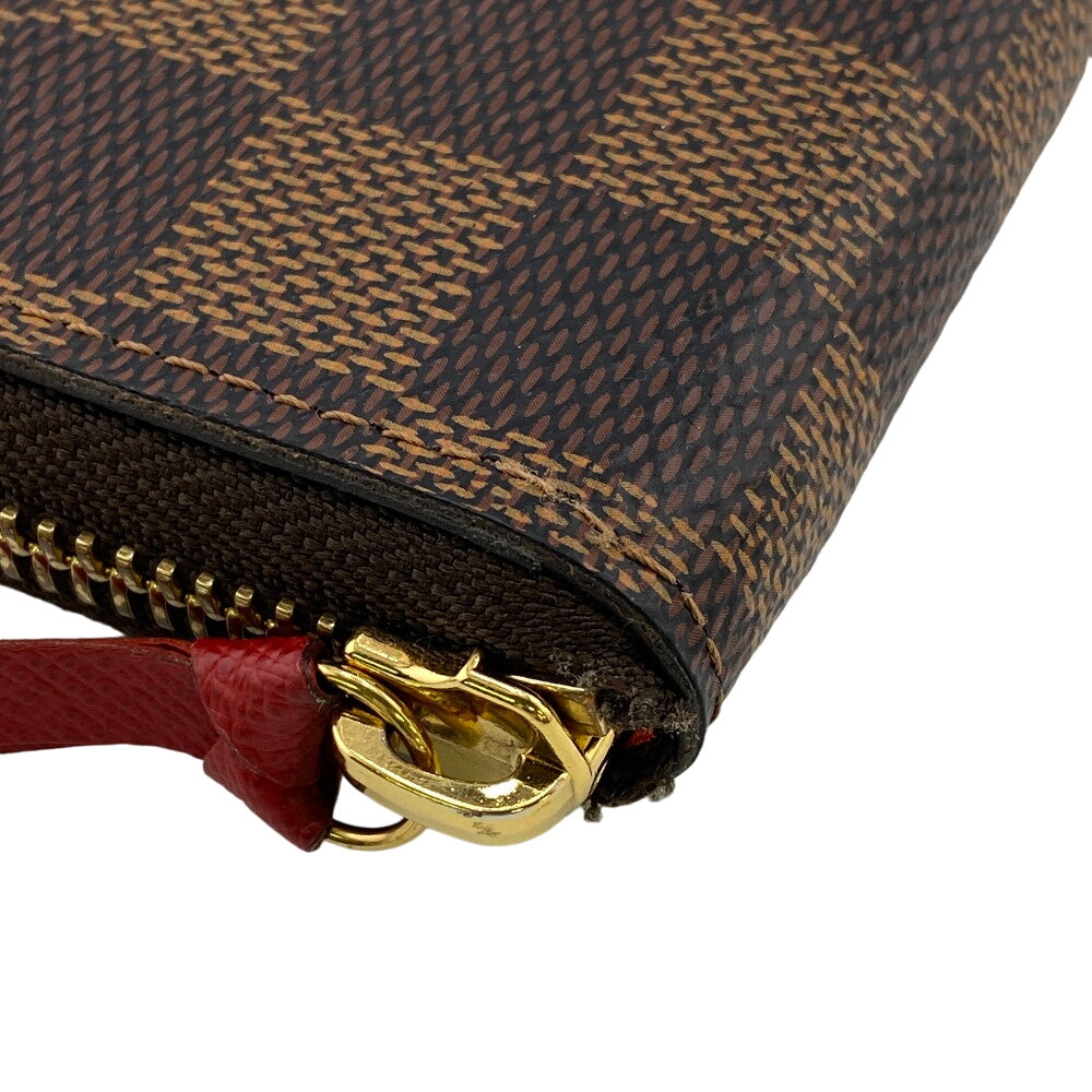 LOUIS VUITTON Long Wallet Purse N60534 leather Brown Zip Around Damier Portefeuille Clemence Women
