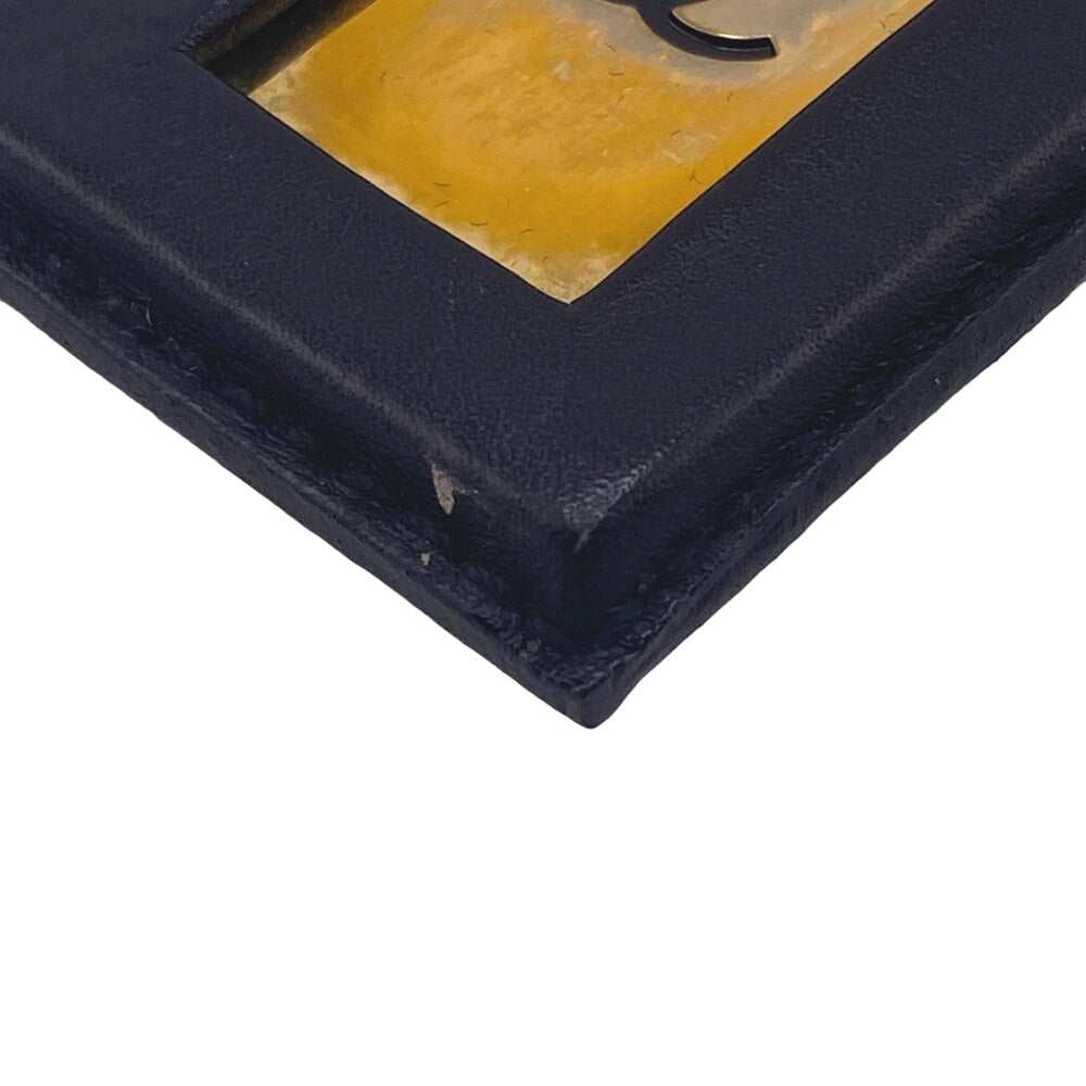 CHANEL Brooch leather black 94P COCO Mark Name tag unisex(Unisex)