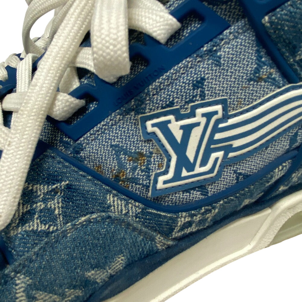 LOUIS VUITTON sneakers FD0270 Denim, Leather blue Monogram denim mens 7 1/2