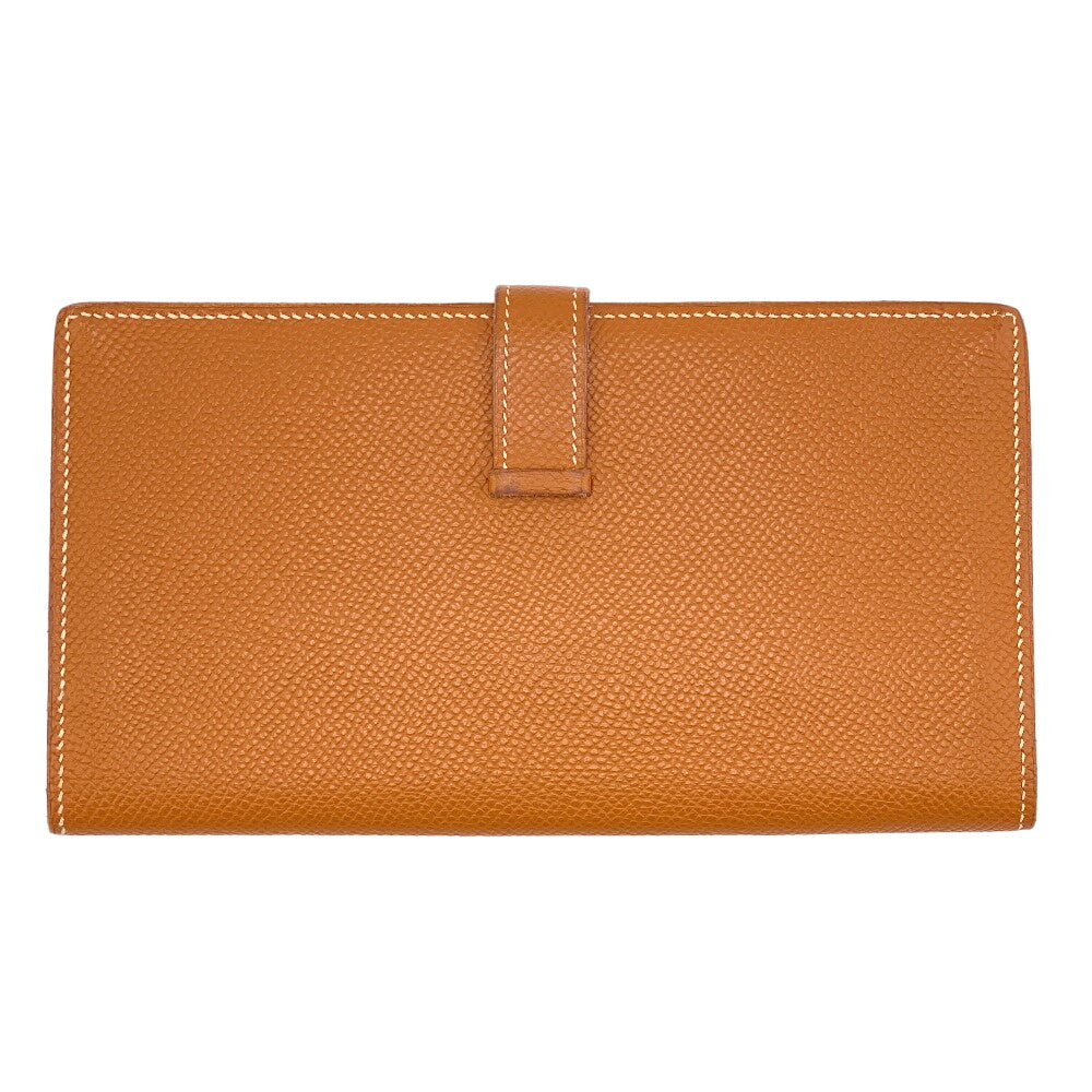 HERMES Long Wallet Purse Epsom Brown Beansufla Women