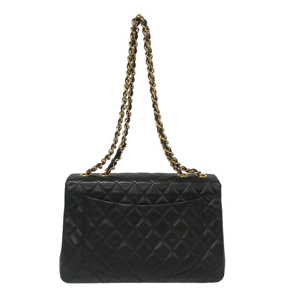CHANEL Shoulder Bag lambskin black Single flap Double Chain COCO Mark Deca Trasse Women