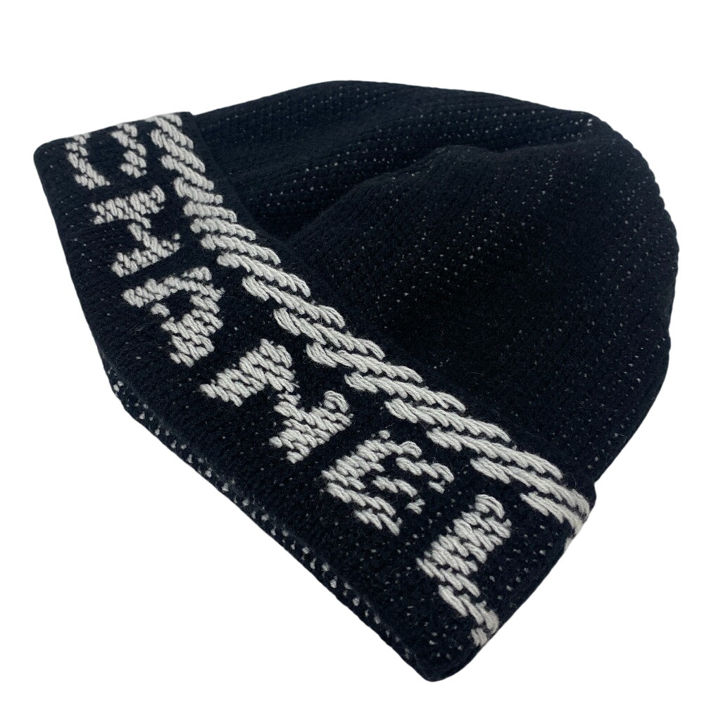 CHANEL Knit cap cashmere black 22K logo Women