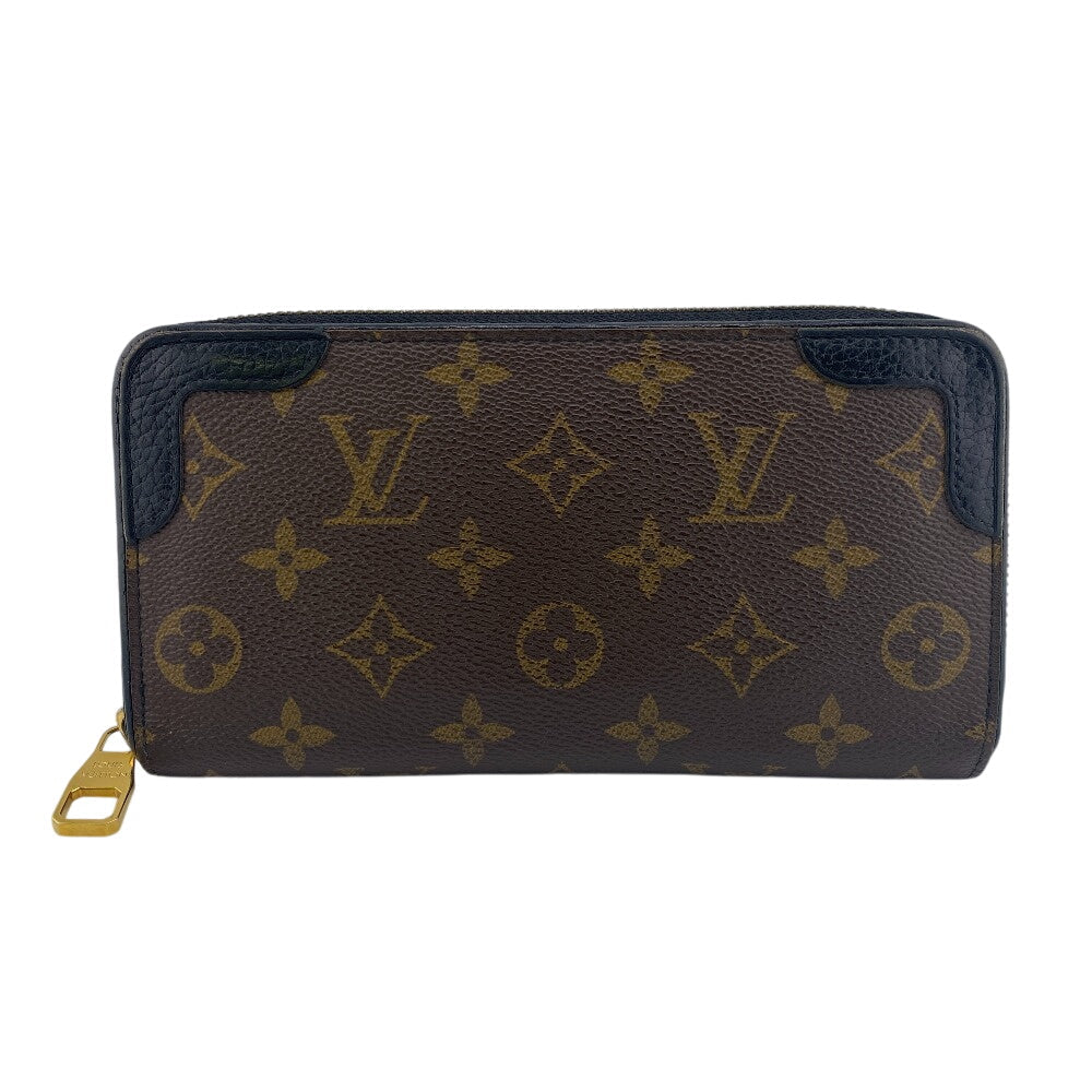 LOUIS VUITTON Long Wallet Purse M61855 leather Brown Zip Around Monogram Zippy wallet Retiro Women