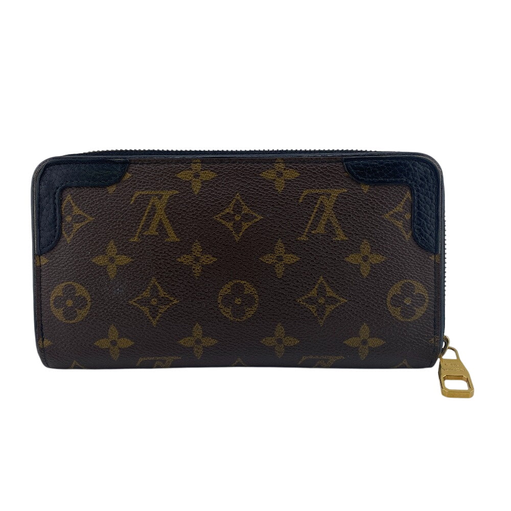 LOUIS VUITTON Long Wallet Purse M61855 leather Brown Zip Around Monogram Zippy wallet Retiro Women