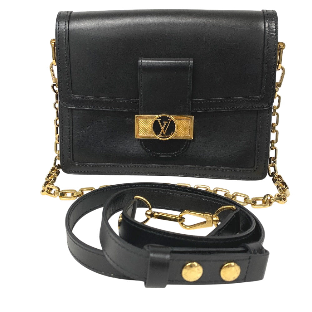 LOUIS VUITTON Shoulder Bag M55821 leather black LV Lock Dauphine MM Women