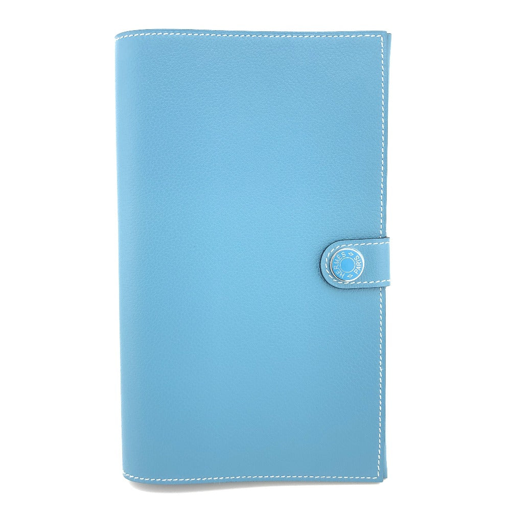 HERMES Long Wallet Purse Ever Calfskin blue RMS Tutankhamun Women