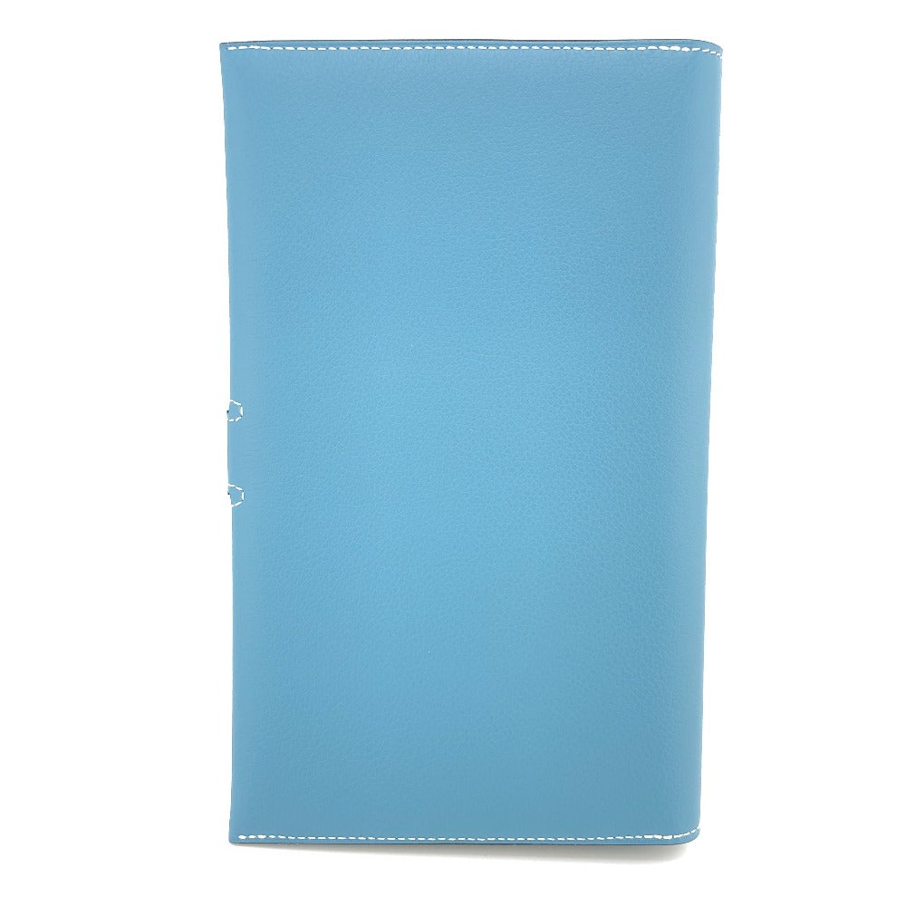 HERMES Long Wallet Purse Ever Calfskin blue RMS Tutankhamun Women