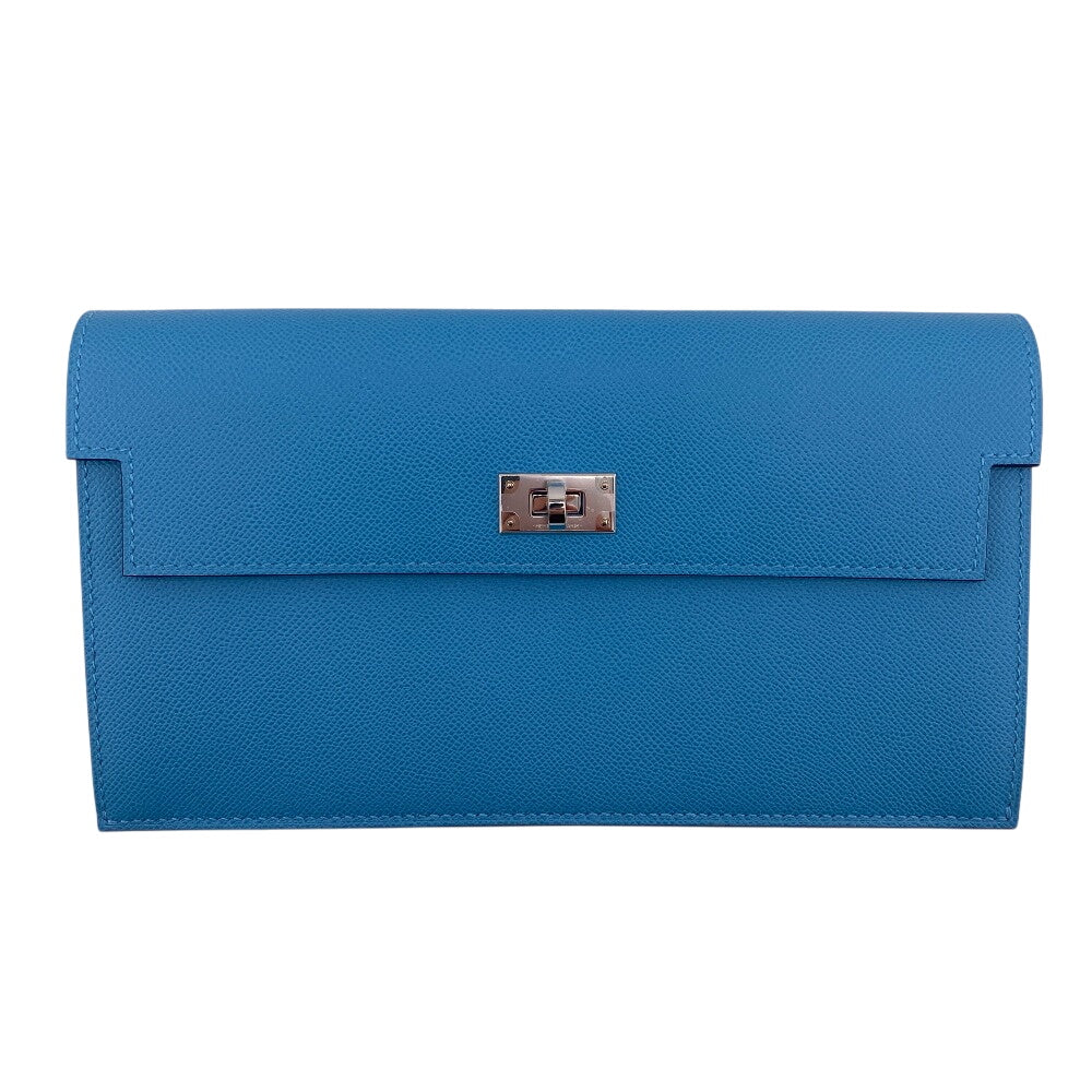 HERMES Long Wallet Purse Epsom Blue gene long kelly pocket Women