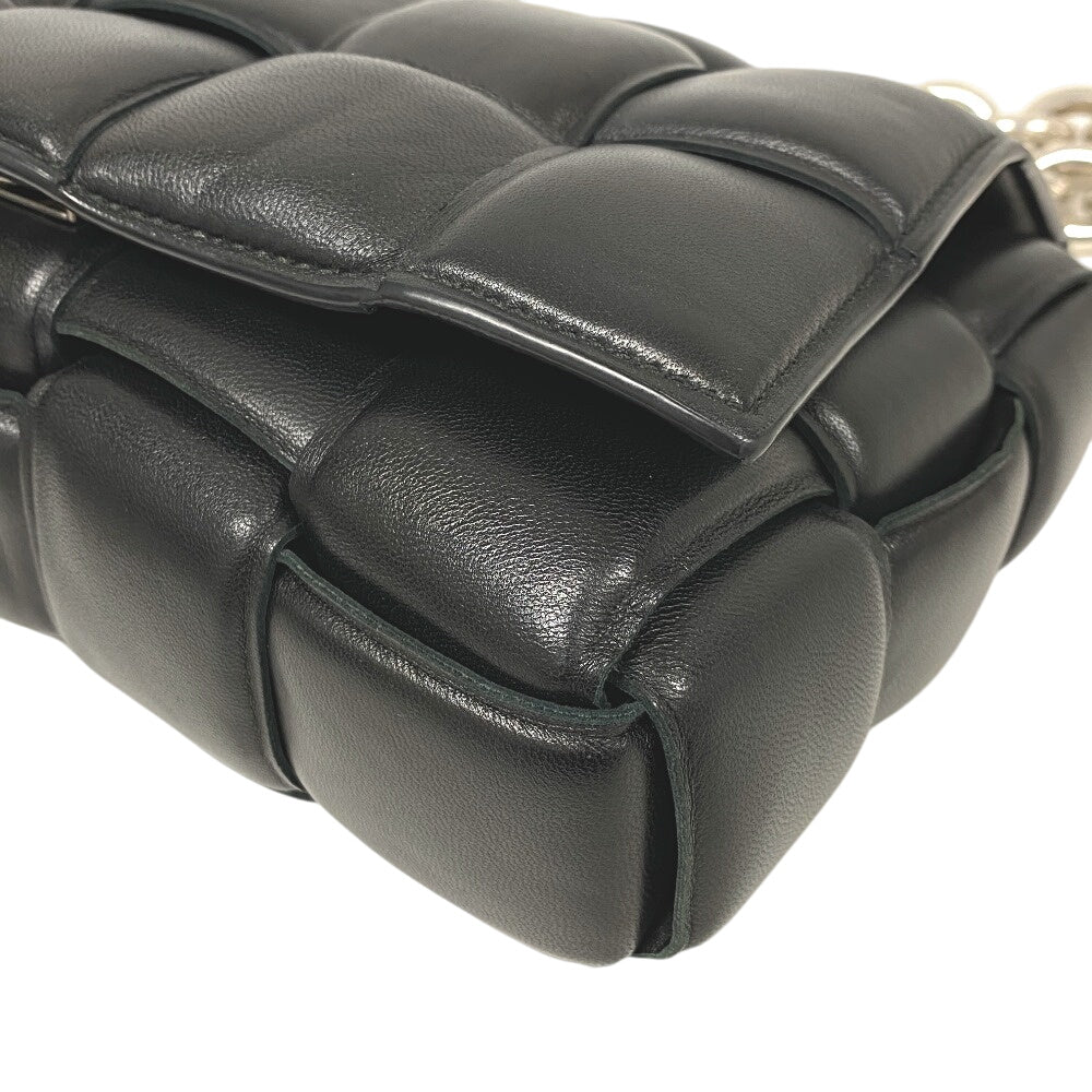 BOTTEGAVENETA Shoulder Bag leather black Chain MAXI INTRECCIATO Padded cassette Women
