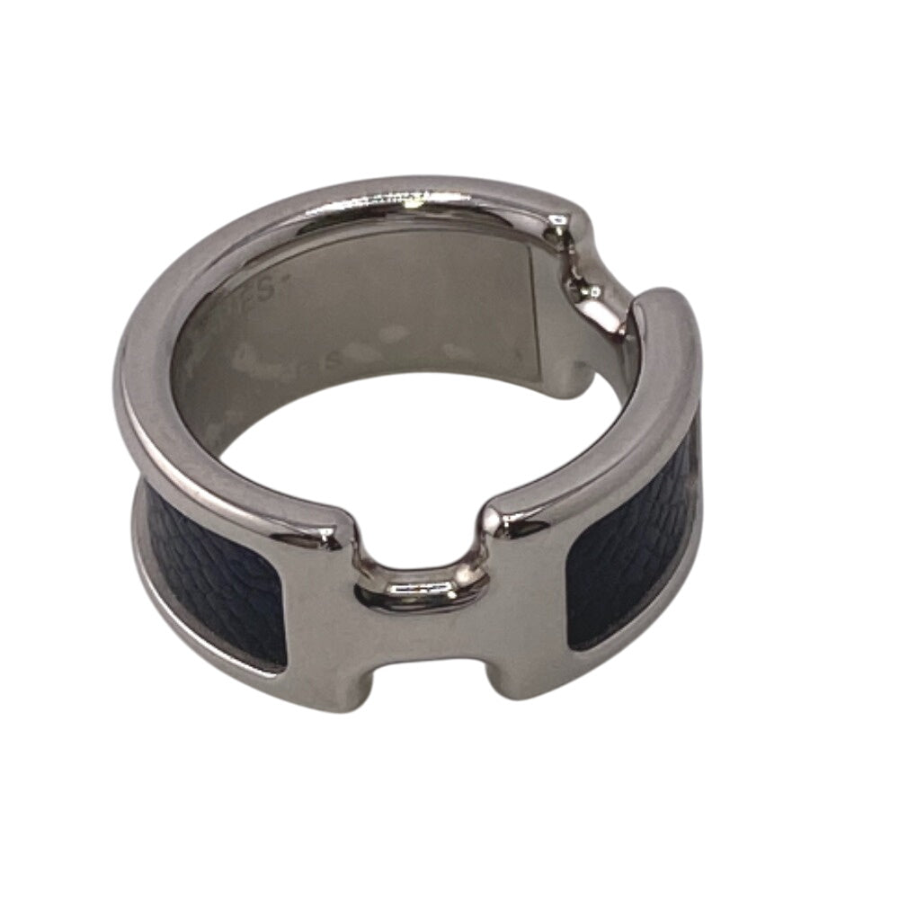 HERMES Ring Gold Plated, Leather black Olympe mens