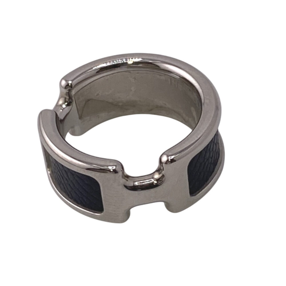 HERMES Ring Gold Plated, Leather black Olympe mens