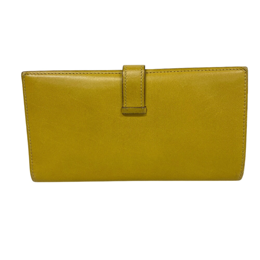 HERMES Bifold Wallet Swift, Epi Leather yellow Long wallet Box scarf Bean Women