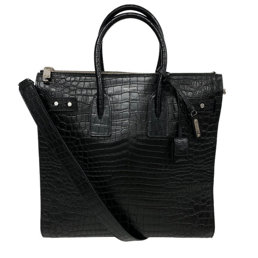 YVES SAINT LAURENT Shoulder Bag leather black 2WAY handbag Embossing Sac de Jules Women