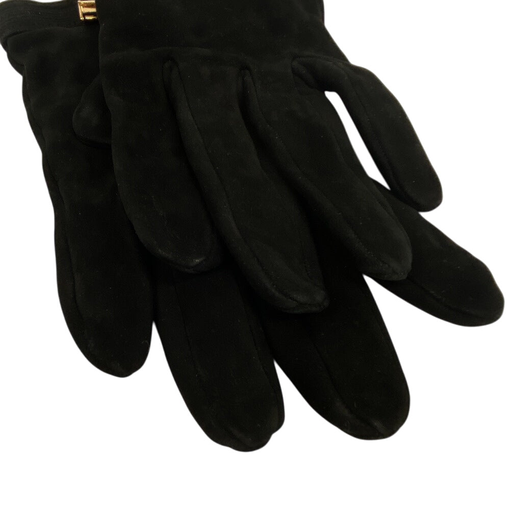 HERMES gloves Suede black Bolide Jige Women 8