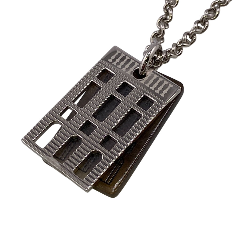 HERMES Necklace Buffalo Horn, Metal Silver Van Quatre Faubourg mens(Unisex)